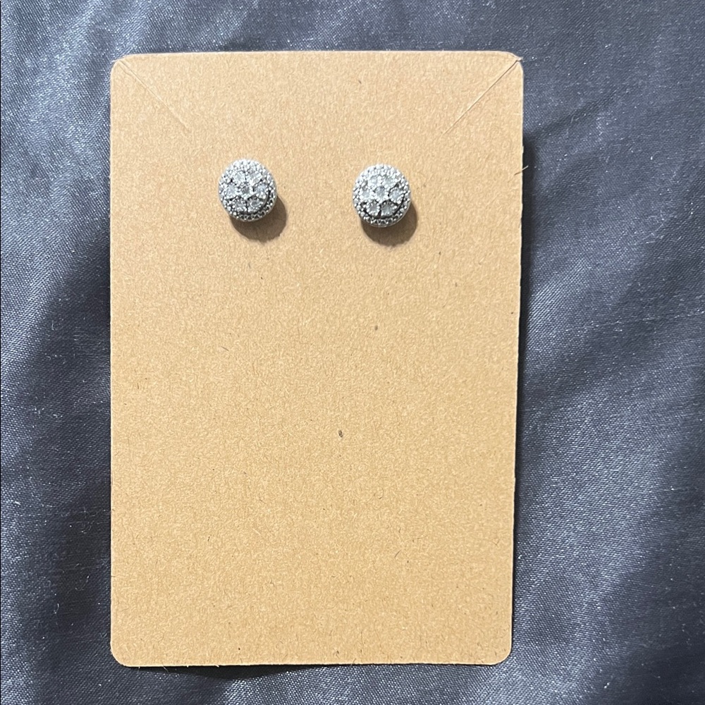 Elegant Diamond and Silver Stud Earrings